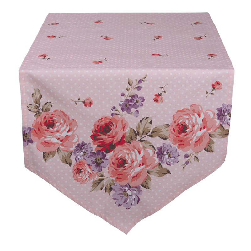 DTR65 Chemin de table 50x160 cm Rose Violet Coton Roses Nappe