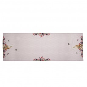 2HBU64 Chemin de table 50x140 cm Beige Rose Coton Fleurs de lapin Rectangle Nappe