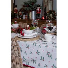 2HCH42SET Tea Towel Set of 2  50x70 cm Green Red Cotton Deer Holly Leaves Kitchen Towel