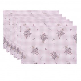 2LAG40 Placemats (set v 6) 48x33 cm Paars Wit Katoen Lavendel Rechthoek