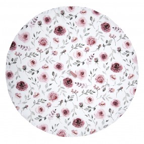 2RUR48 Asciugamani da cucina Ø 80 cm Bianco Rosa  Cotone Rose Rotondo Strofinacci