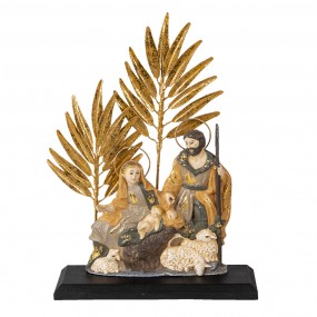 264670 Figur Krippe 24 cm Goldfarbig Grau Kunststoff Eisen Weihnachtsdekoration