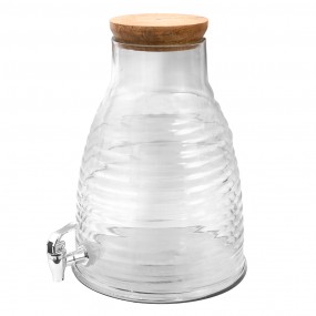 26GL3564 Distributeur de jus avec robinet et couvercle 4000 ml Verre Carafe d'eau