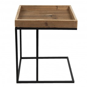 264716 Side Table 40x40x45 cm Black Iron Wood Square
