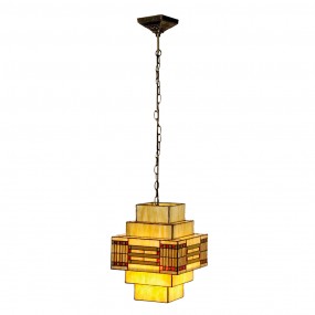 25LL-5514 Hanglamp Tiffany  30x30x144 cm  Geel Metaal Glas Hanglamp Eettafel