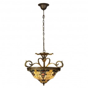 25LL-5551 Lampes à suspension Tiffany Ø 56x55/170 cm  Jaune Marron Verre Triangle Lampe de table à manger