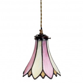 25LL-6196 Hanglamp Tiffany  Ø 15x115 cm  Roze Beige Glas Metaal Hanglamp Eettafel