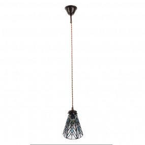 25LL-6197 Hanglamp Tiffany  Ø 15x115 cm  Transparant Glas Metaal Rond Hanglamp Eettafel