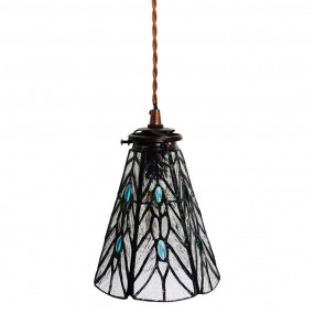 25LL-6197 Hanglamp Tiffany  Ø 15x115 cm  Transparant Glas Metaal Rond Hanglamp Eettafel