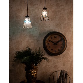 25LL-6197 Lampes à suspension Tiffany Ø 15x115 cm  Transparent Verre Métal Rond Lampe de table à manger