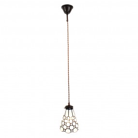 25LL-6198 Pendant Lamp Tiffany Ø 15x115 cm  White Brown Glass Metal Dining Table Lamp