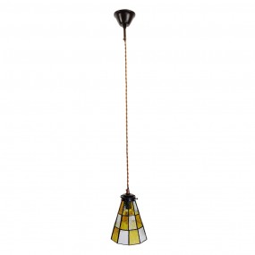 25LL-6199 Lampes à suspension Tiffany Ø 15x115 cm  Jaune Marron Verre Métal Lampe de table à manger