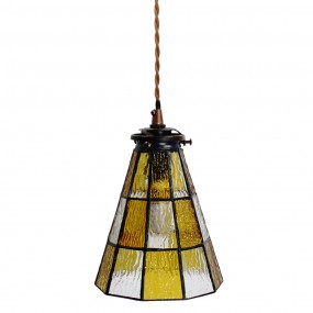 25LL-6199 Hanglamp Tiffany  Ø 15x115 cm  Geel Bruin Glas Metaal Hanglamp Eettafel