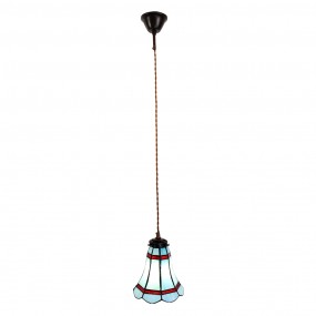 25LL-6202 Pendant Lamp Tiffany Ø 15x115 cm  Blue Red Glass Metal Round Dining Table Lamp