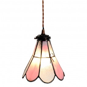 25LL-6217 Pendant Lamp Tiffany Ø 18x90 cm Pink Glass Metal Dining Table Lamp