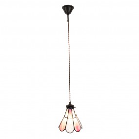 25LL-6217 Lampes à suspension Tiffany Ø 18x90 cm Rose Verre Métal Lampe de table à manger
