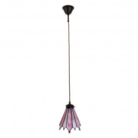 25LL-6218 Pendant Lamp Tiffany Ø 18x90 cm Pink Glass Metal Round Dining Table Lamp