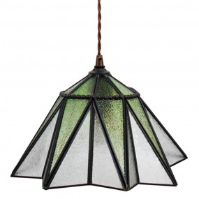 25LL-6222 Lampes à suspension Tiffany Ø 31x107 cm  Vert Verre Métal Hexagone Lampe de table à manger