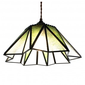 25LL-6222 Pendant Lamp Tiffany Ø 31x107 cm  Green Glass Metal Hexagon Dining Table Lamp