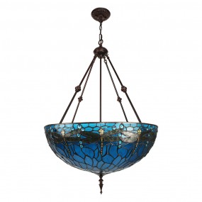 25LL-9339 Pendant Lamp Tiffany Ø 61x190 cm  Blue Green Metal Glass Dragonfly Dining Table Lamp