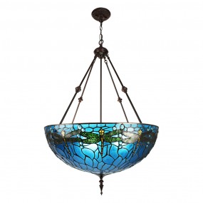 25LL-9339 Pendant Lamp Tiffany Ø 61x190 cm  Blue Green Metal Glass Dragonfly Dining Table Lamp