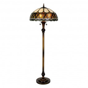 25LL-5449 Floor Lamp Tiffany Ø 56x164 cm  Brown Beige Glass Semicircle Standing Lamp