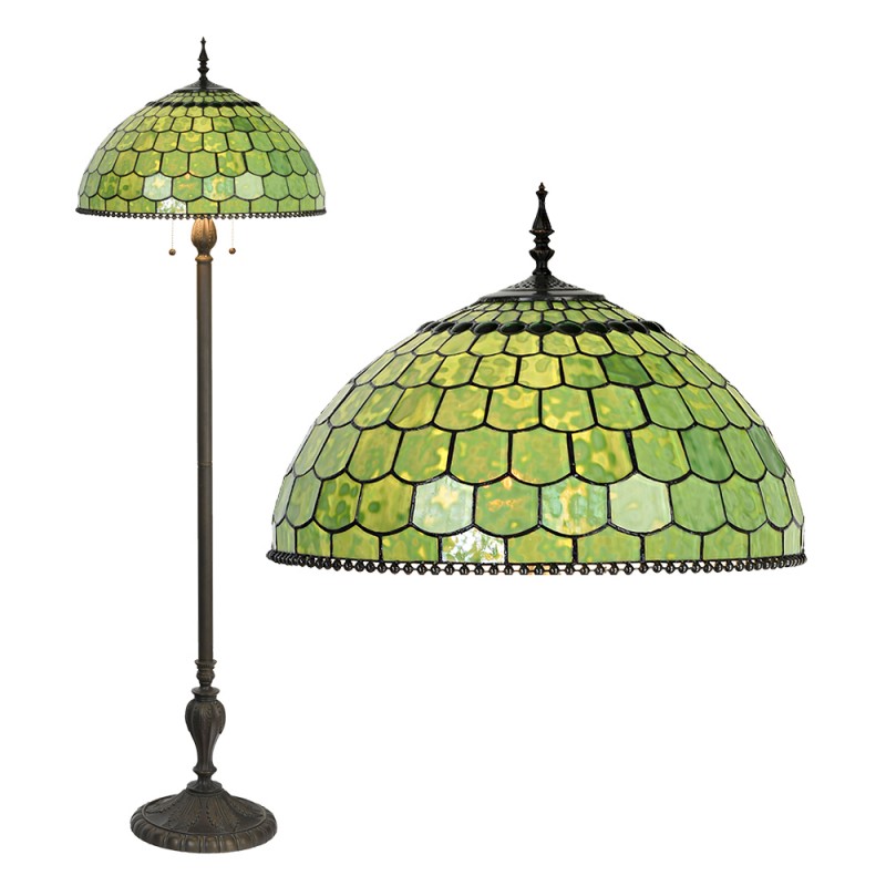 5LL-6042 Floor Lamp Tiffany Ø 51x165 cm Green Glass Standing Lamp