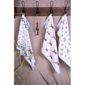 2CTSETHCH Guest Towel Set of 2 40x66 cm White Red Cotton Toilet Towel