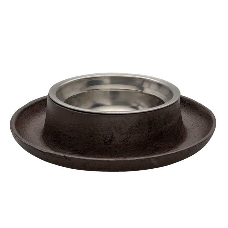 6Y3672 Dog Bowl Ø 22x5 cm Brown Iron Round Cat Bowl