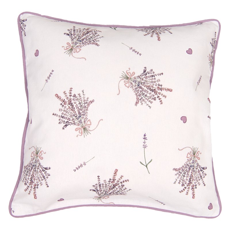 LAG21 Cushion Cover 40x40 cm Purple White Cotton Lavender Square Pillow Cover