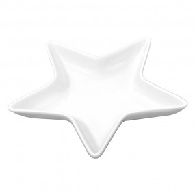 26CE1464 Decorative Bowl Star 20x19 cm White Ceramic Candle Tray