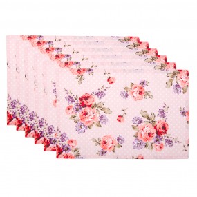 2DTR40 Sets de table set de 6 48x33 cm Rose Violet Coton Roses Rectangle Dessous de plat