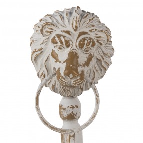264762 Figurine décorative set de 2 Lion Blanc Noir Bois Fer