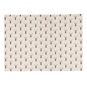 2COL40 Placemats Set of 6 48x33 cm Beige Red Cotton Deer Rectangle Table Mat