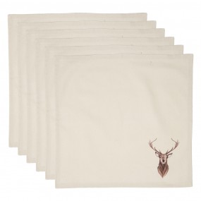 2COL43 Napkins Cotton Set of 6 40x40 cm Beige Brown Cotton Deer Square Napkin Fabric