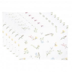2HFL40 Tischsets 6er Set 48x33 cm Weiß Rosa Baumwolle Blumen Rechteck Platzdeckchen