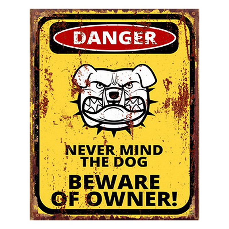 6Y5117 Text Sign 20x25 cm Yellow Iron Dog Wall Board