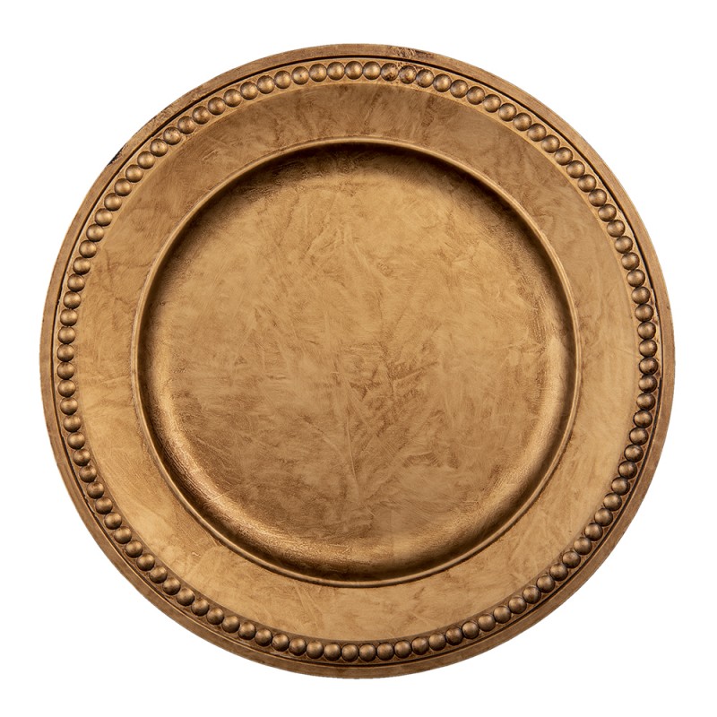 64805 Charger Plate Ø 33 cm Gold colored Plastic Round Candle Tray