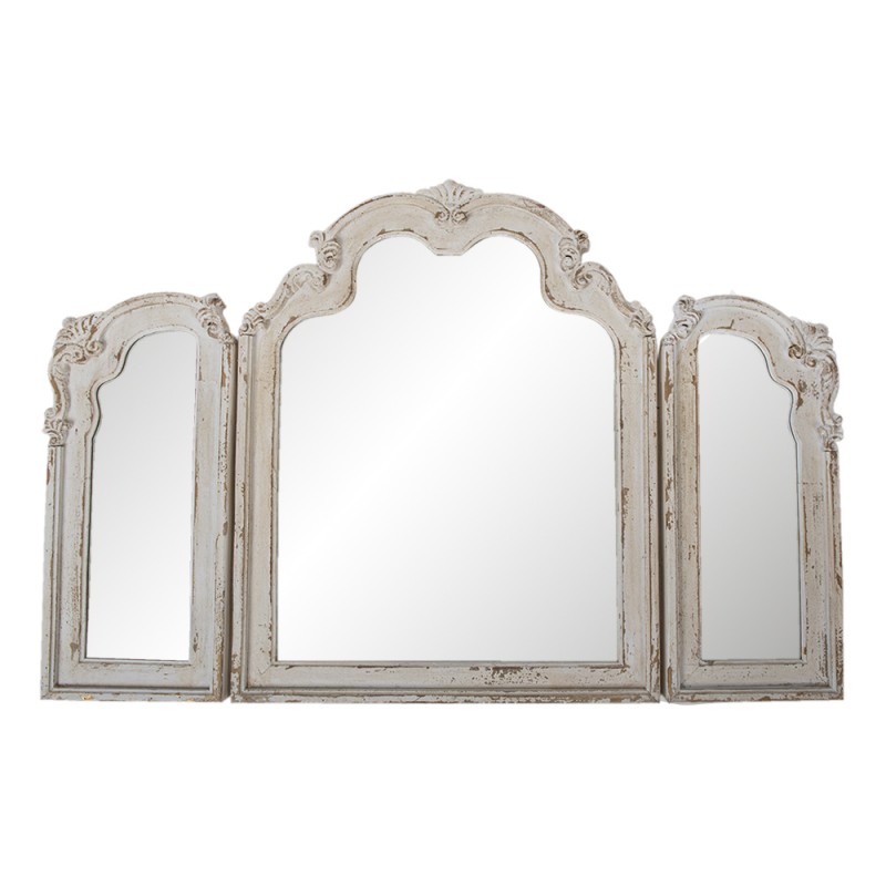 52S240 Spiegel 66x84 cm Weiß Holz Rechteck Großer Spiegel
