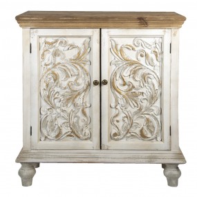 25H0470 Buffet 91x38x100 cm Blanc Marron Bois Étagère murale