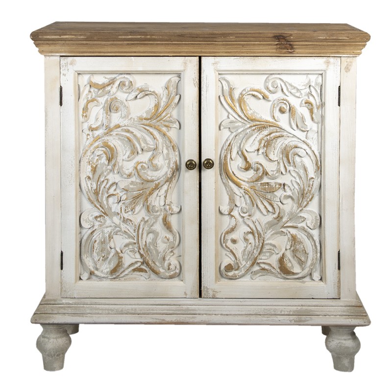 5H0470 Buffet 91x38x100 cm Blanc Marron Bois Étagère murale