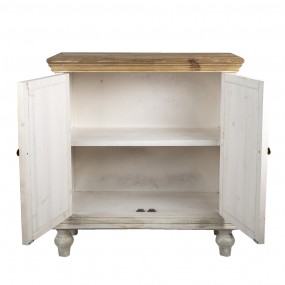 25H0470 Buffet 91x38x100 cm Blanc Marron Bois Étagère murale