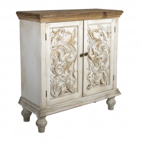 25H0470 Buffet 91x38x100 cm Blanc Marron Bois Étagère murale