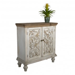 25H0470 Buffet 91x38x100 cm Blanc Marron Bois Étagère murale