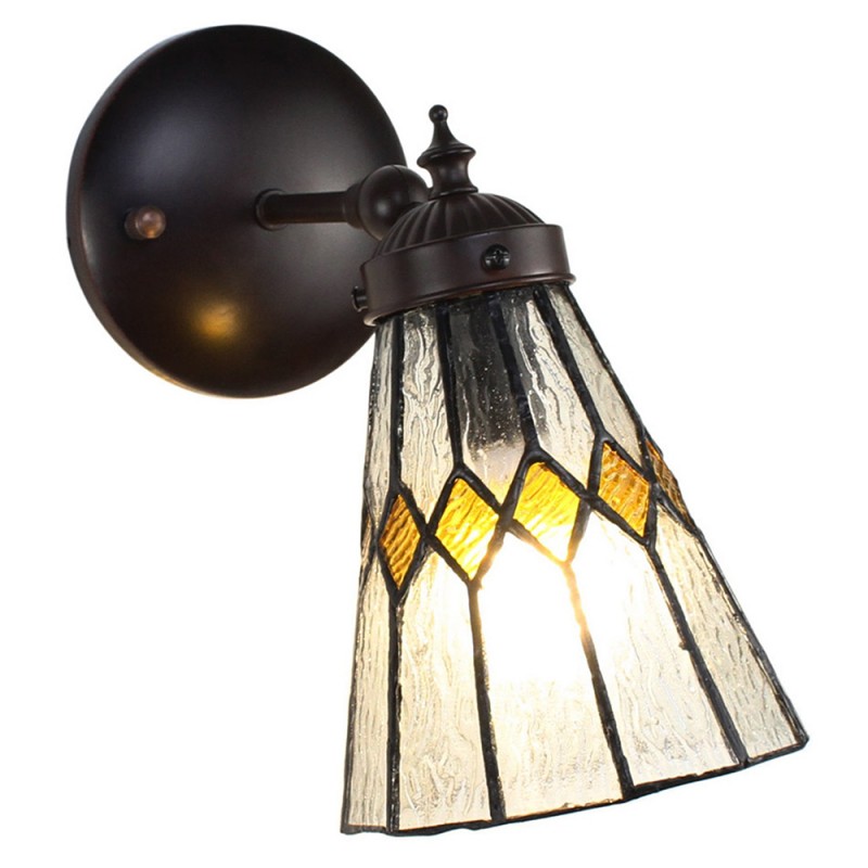 5LL-6203 Wandlamp Tiffany  17x12x23 cm  Transparant Glas Metaal Rond Muurlamp