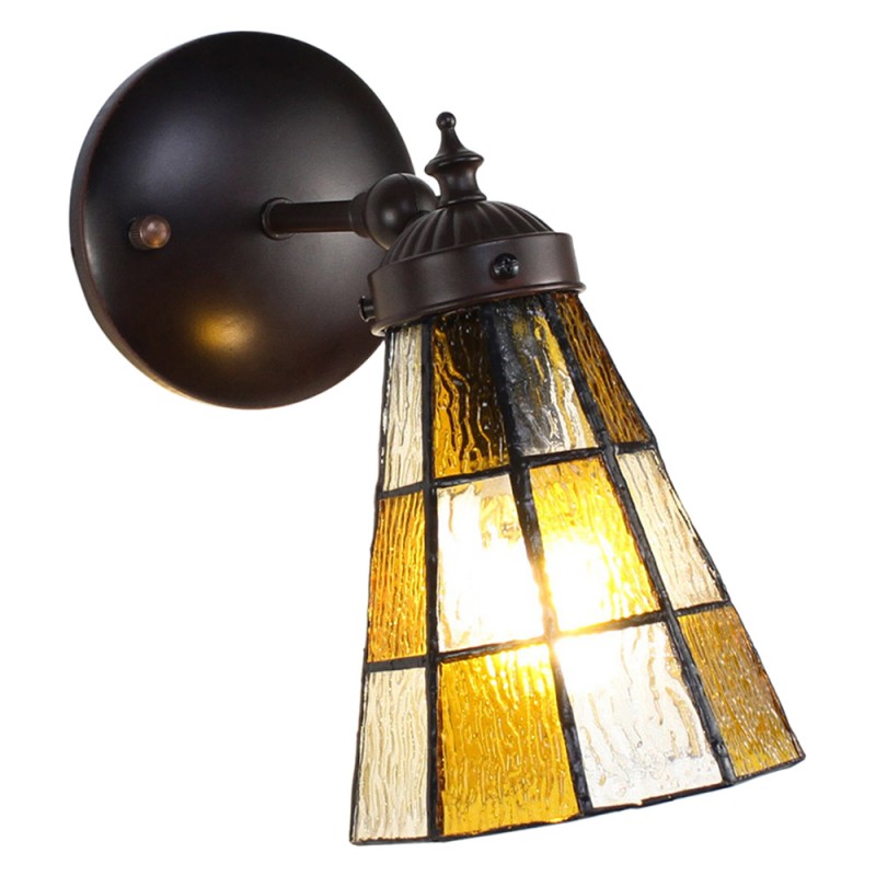 5LL-6209 Wandlamp Tiffany  17x12x23 cm  Bruin Glas Metaal Muurlamp