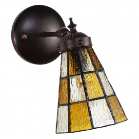 25LL-6209 Wandleuchte Tiffany 17x12x23 cm  Braun Glas Metall Wandlampe