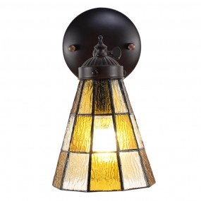 25LL-6209 Wandlamp Tiffany  17x12x23 cm  Bruin Glas Metaal Muurlamp