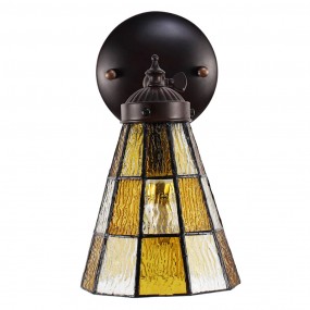 25LL-6209 Wandlamp Tiffany  17x12x23 cm  Bruin Glas Metaal Muurlamp