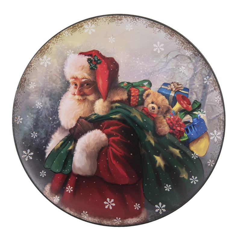 64808 Charger Plate Ø 33 cm Red Plastic Santa Claus Round Christmas Plate
